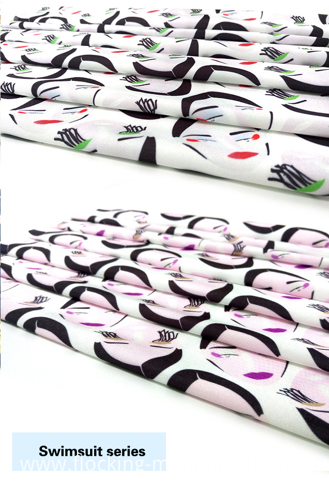 Fancy Face Printed Polyester Spandex Swimwear Fabric